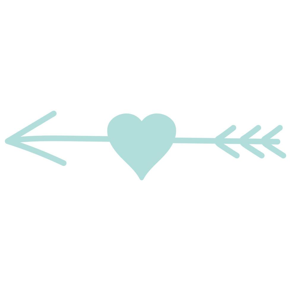 Cupid's arrow with heart. Vector flat illustration