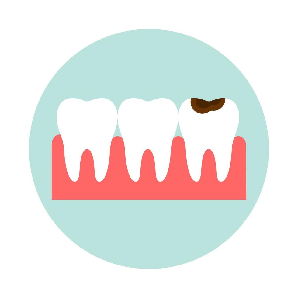 Dental row with damaged teeth vector