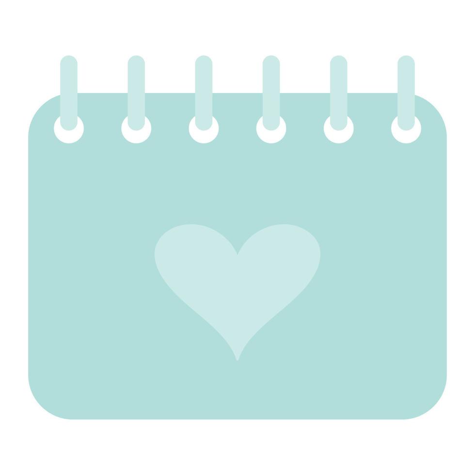 Calendar with a heart. Decorative element for Valentine's Day. Flat vector illustration