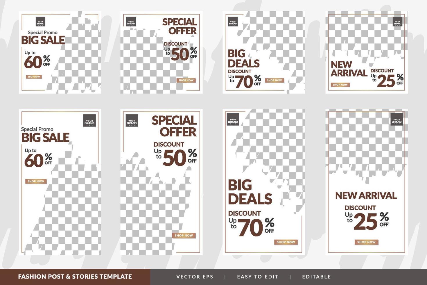 plantilla de diseño de historias y publicaciones en redes sociales de venta especial de moda vector premium