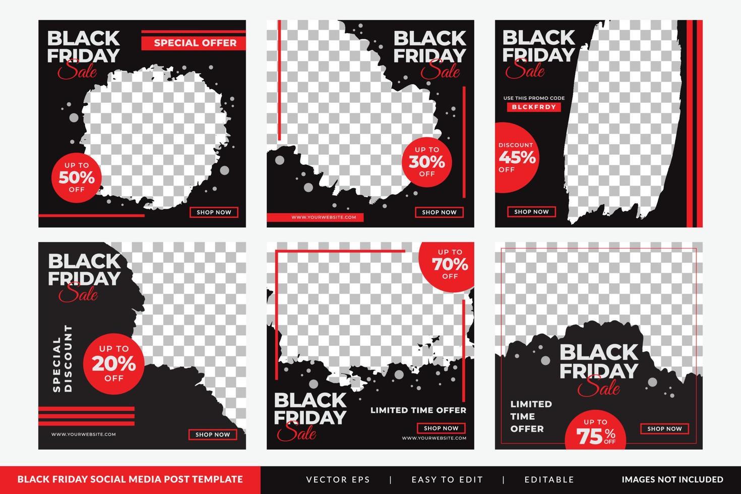 Black Friday Fashion Sale social media post design template Premium Vector