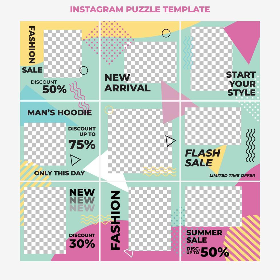 Instagram Puzzle Fashion Sale social media post design template Premium Vector