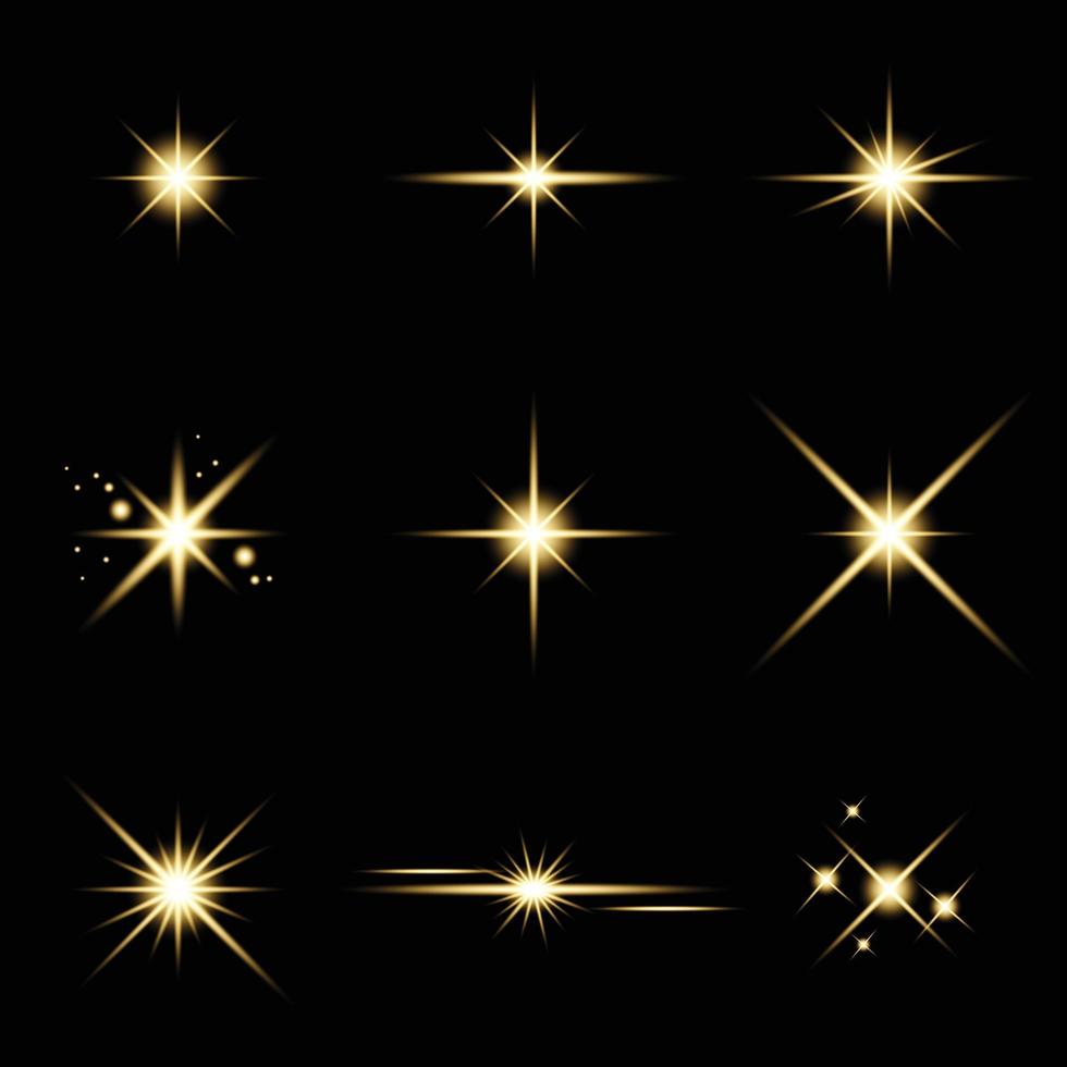 Glare star sparkling Light Effect Set vector