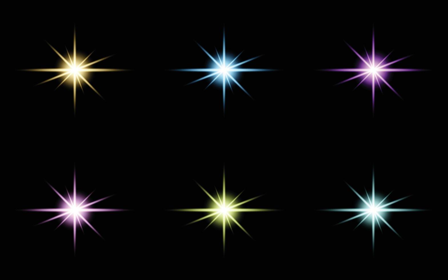 Glare star sparkling Glow Light Effect Set vector