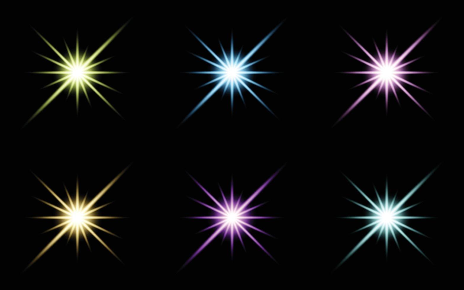 Glare star sparkling Glow Light Effect Set vector