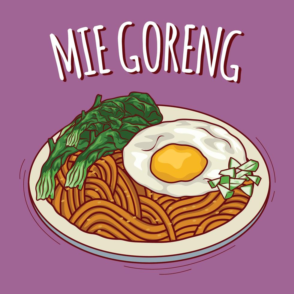 Mie goreng illustration Indonesian food with cartoon style 18816233 ...