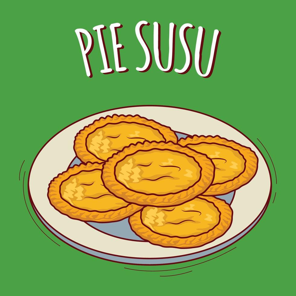Pie susu illustration Indonesian food with cartoon style vector