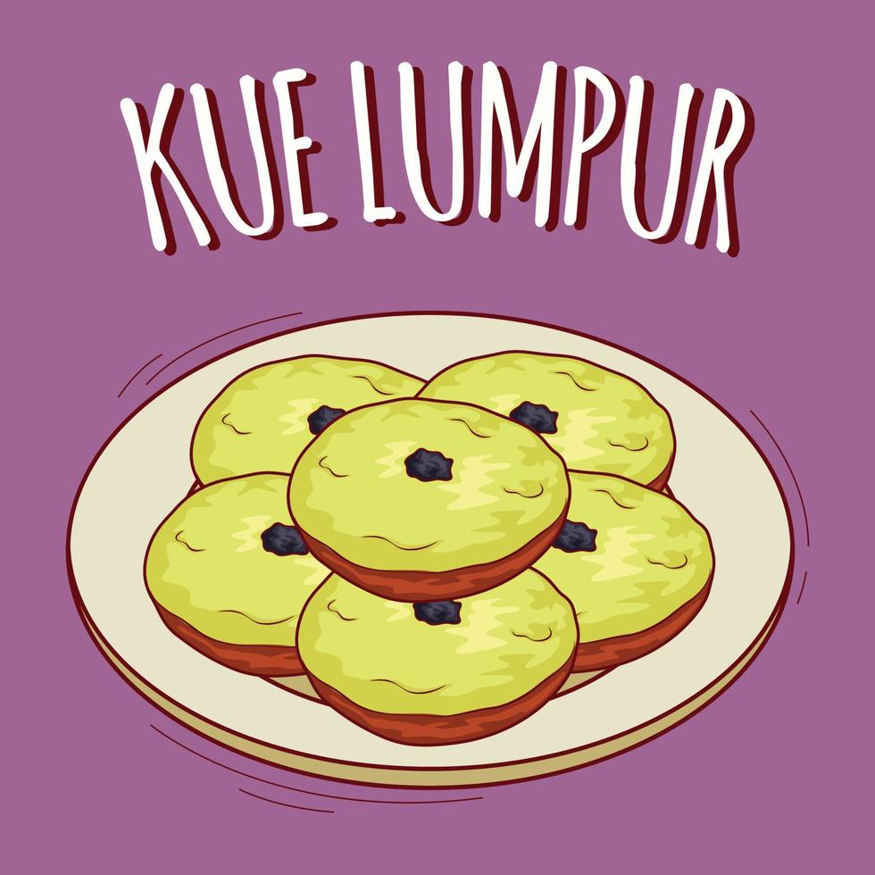 kue lumpur ilustración comida indonesia con estilo de dibujos animados vector