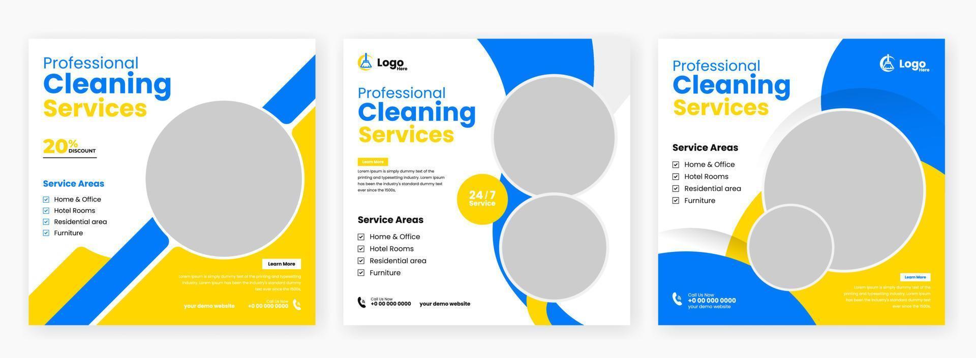 professional cleaning services social media vector