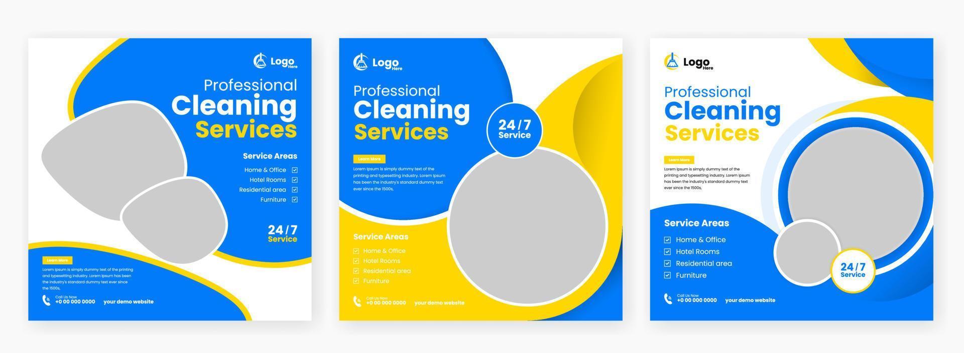 professional cleaning services social media vector