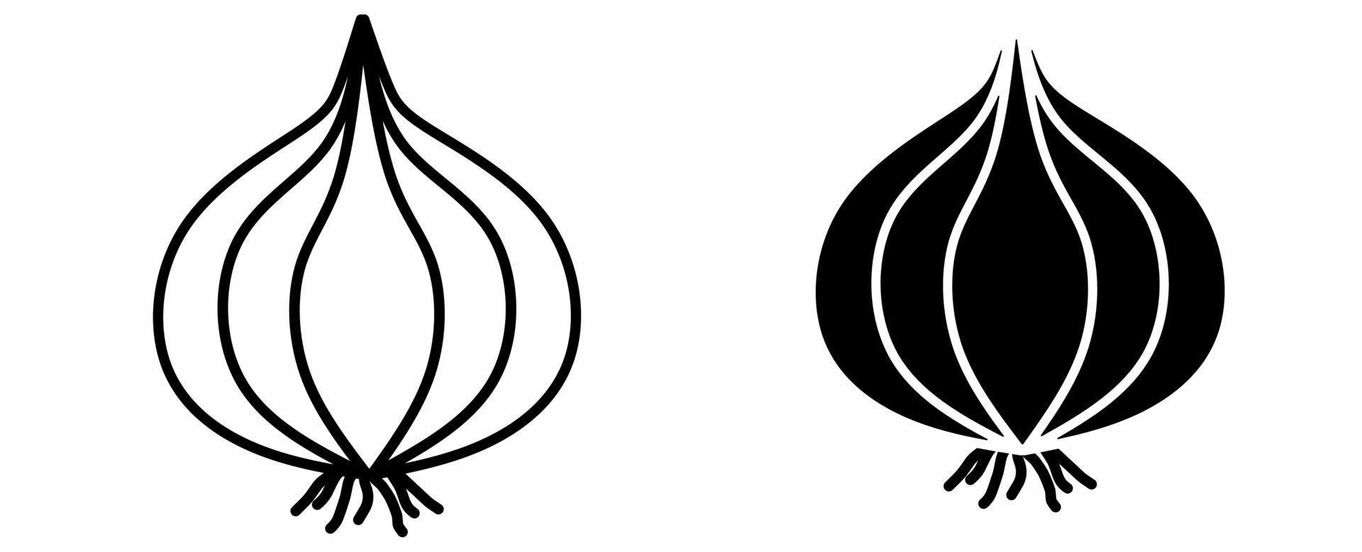 outline silhouette onion icon set isolated on white background vector