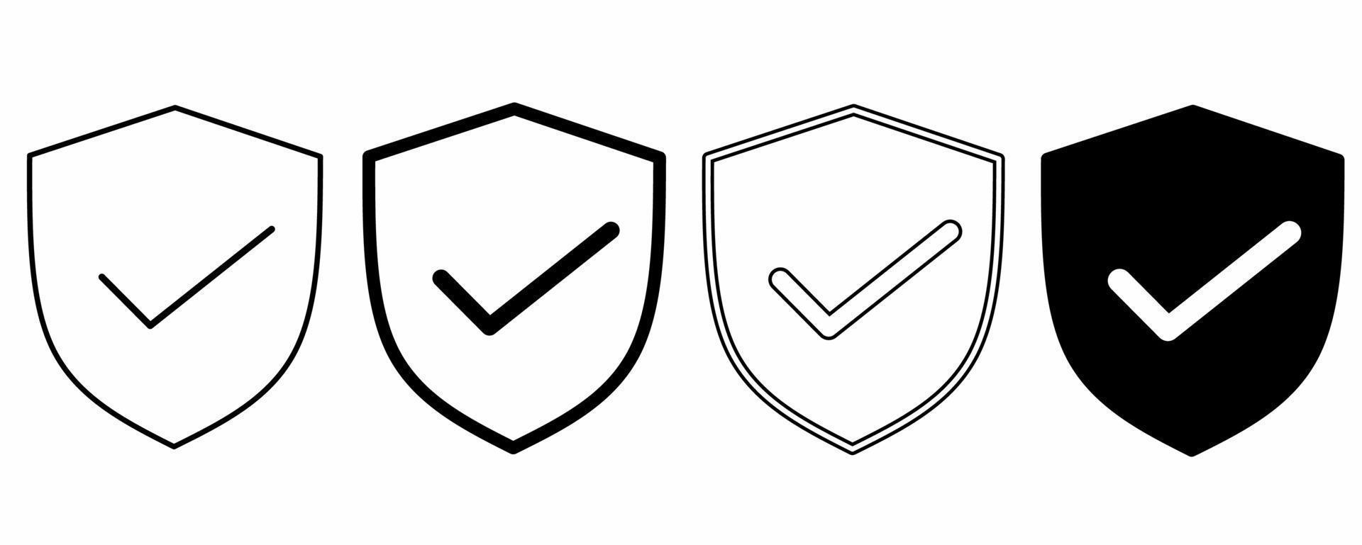 Shield checkmark icon set isolated on white background vector