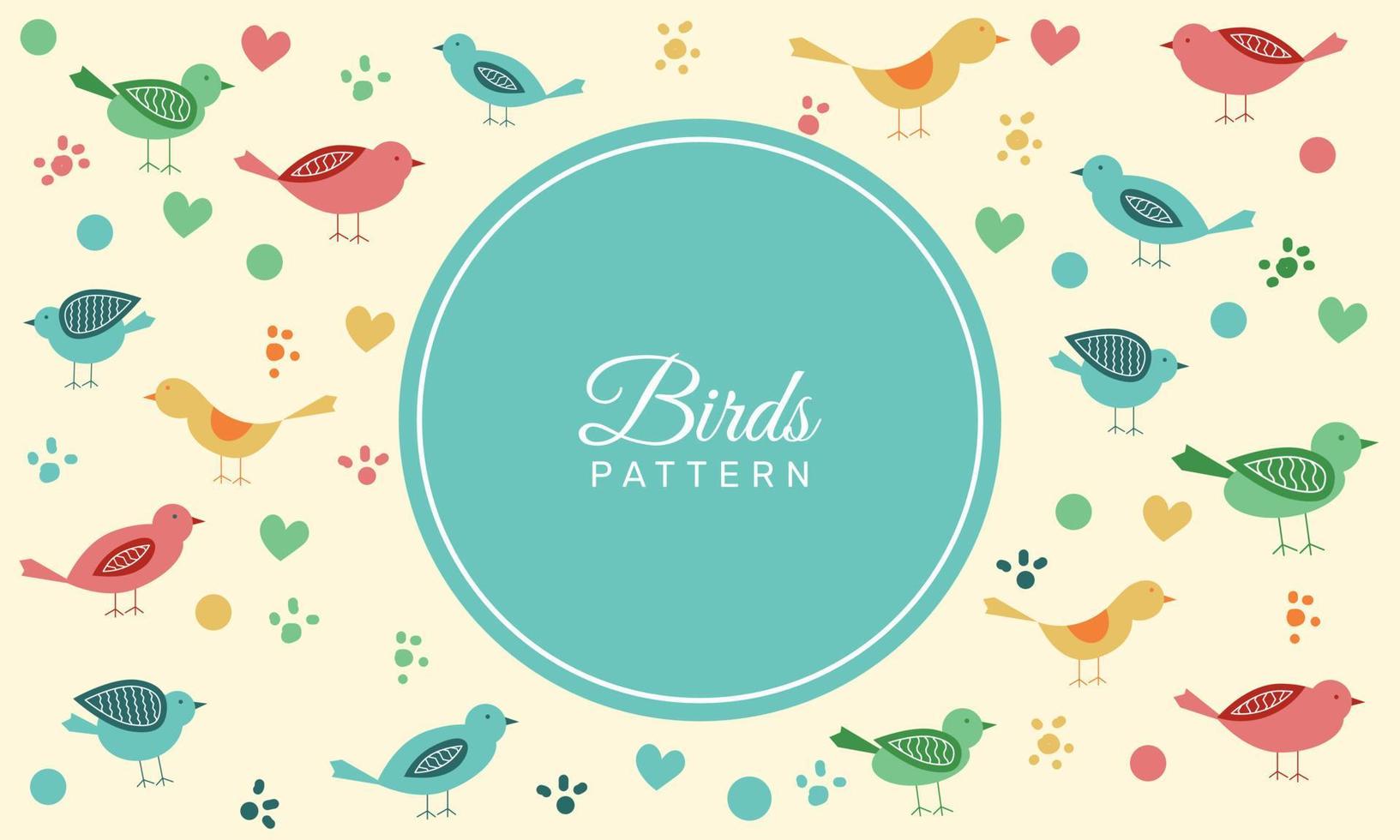 marco con patrón de pájaros lindos. - vectores. vector