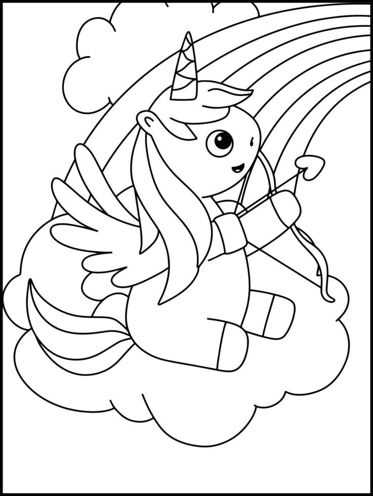 Unicorn Coloring Pages For Kids - Unicorn Outline Illustration vector