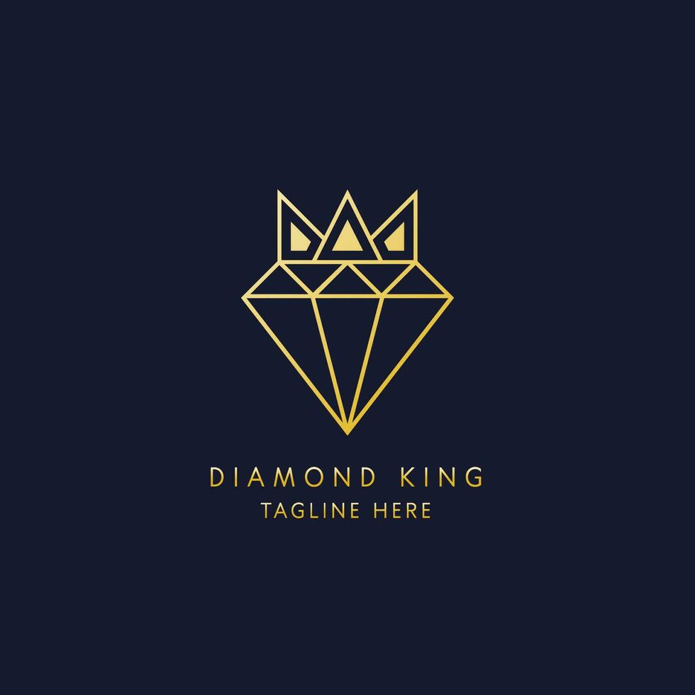 Diamond jewelery king logo design illustration. Creative symbol throne queen jewelry treasure gold money diamond line logo type vector. Isolated background. vector