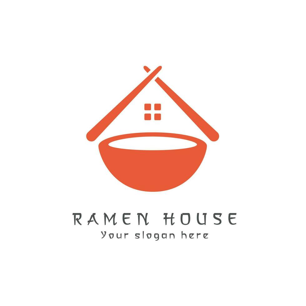 ilustración de diseño del logotipo de la casa de ramen. vector de forma de color de monograma de tipo de logotipo de color de palillo de fideos de edificio creativo. fondo aislado.