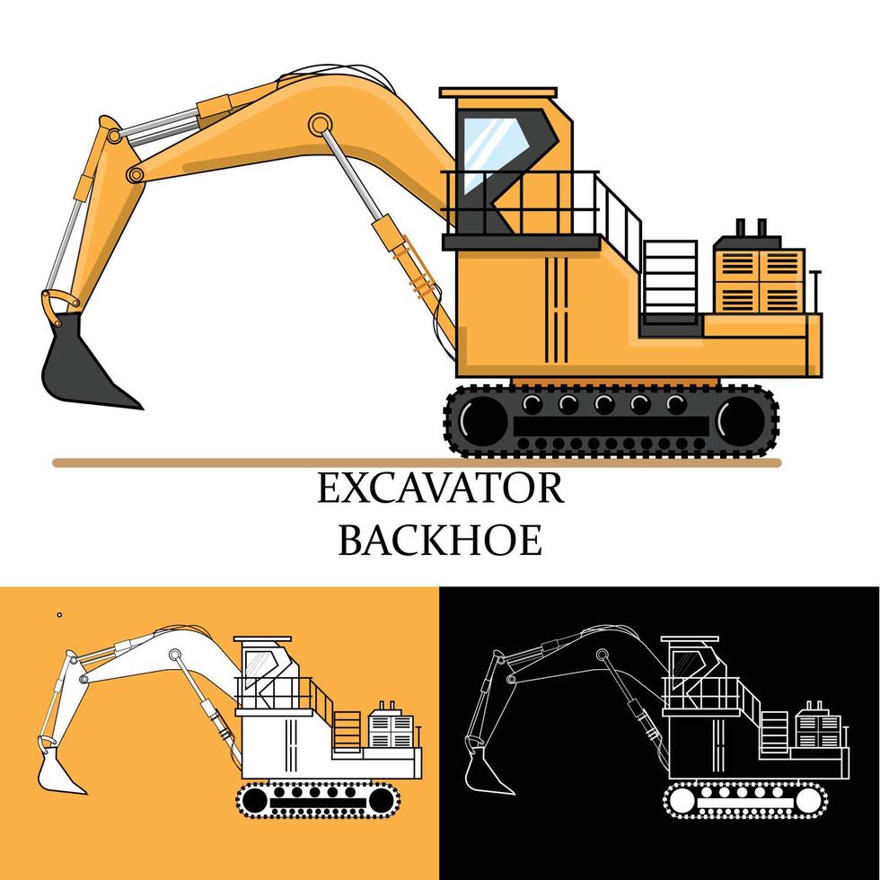 excavator for mining, big excavator, backhoee, mining, miner vector