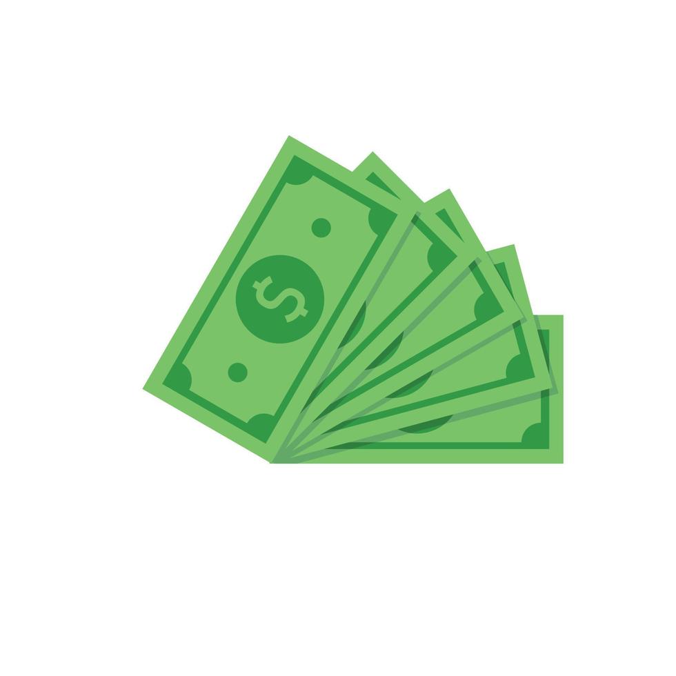 money, paper money, green dollars icon vector