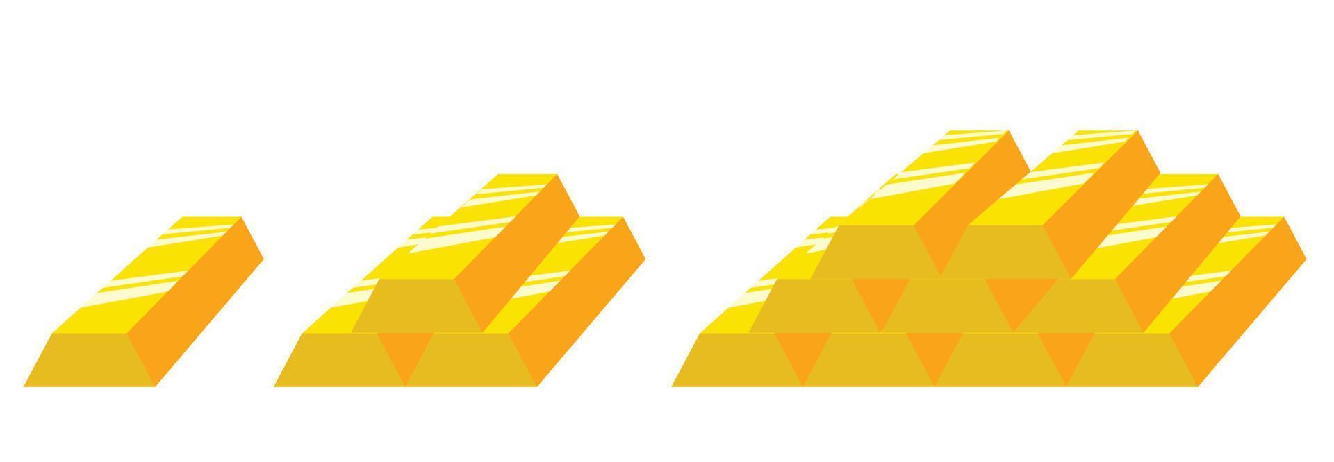 Gold bars flat style isometric shiny vector