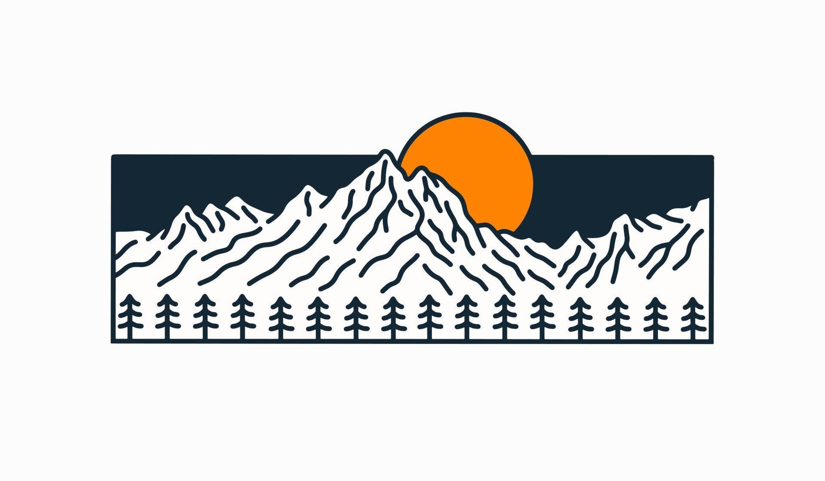 Mono line Design of The Grandness Of Grand Tetons vector