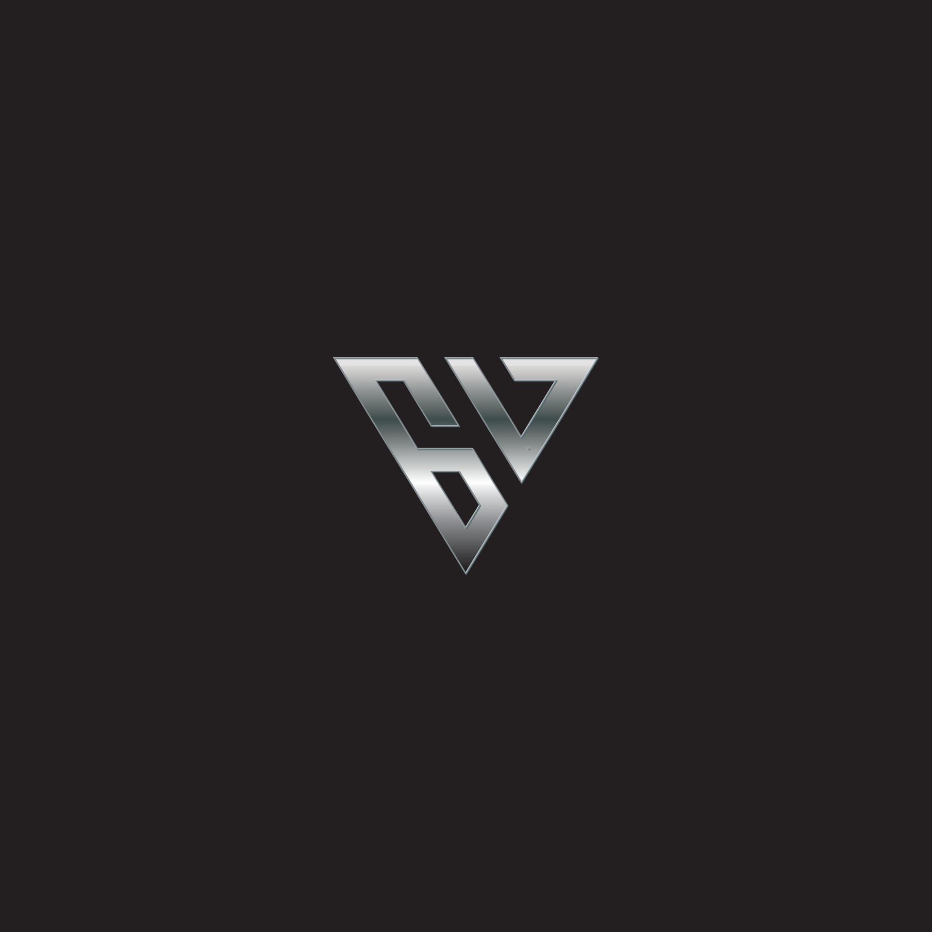 GA square logotriangle silver logo metal logo monogram black background