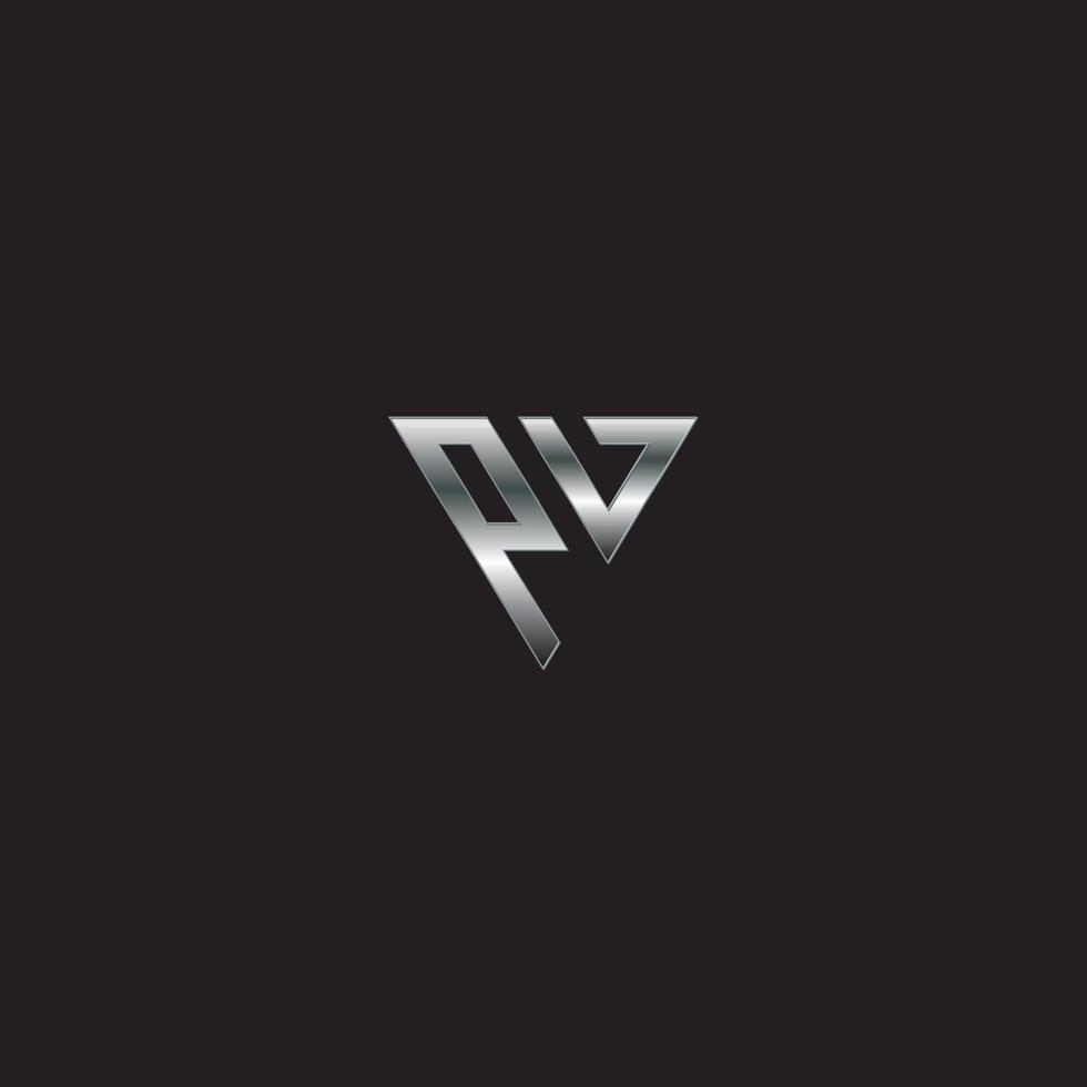 PA square logotriangle silver logo metal logo monogram black background vector
