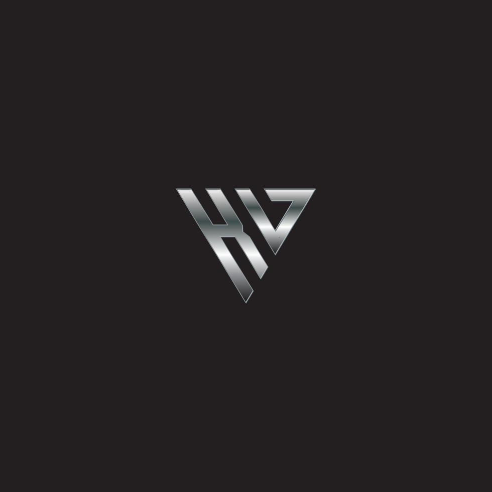 KA square logotriangle silver logo metal logo monogram black background vector