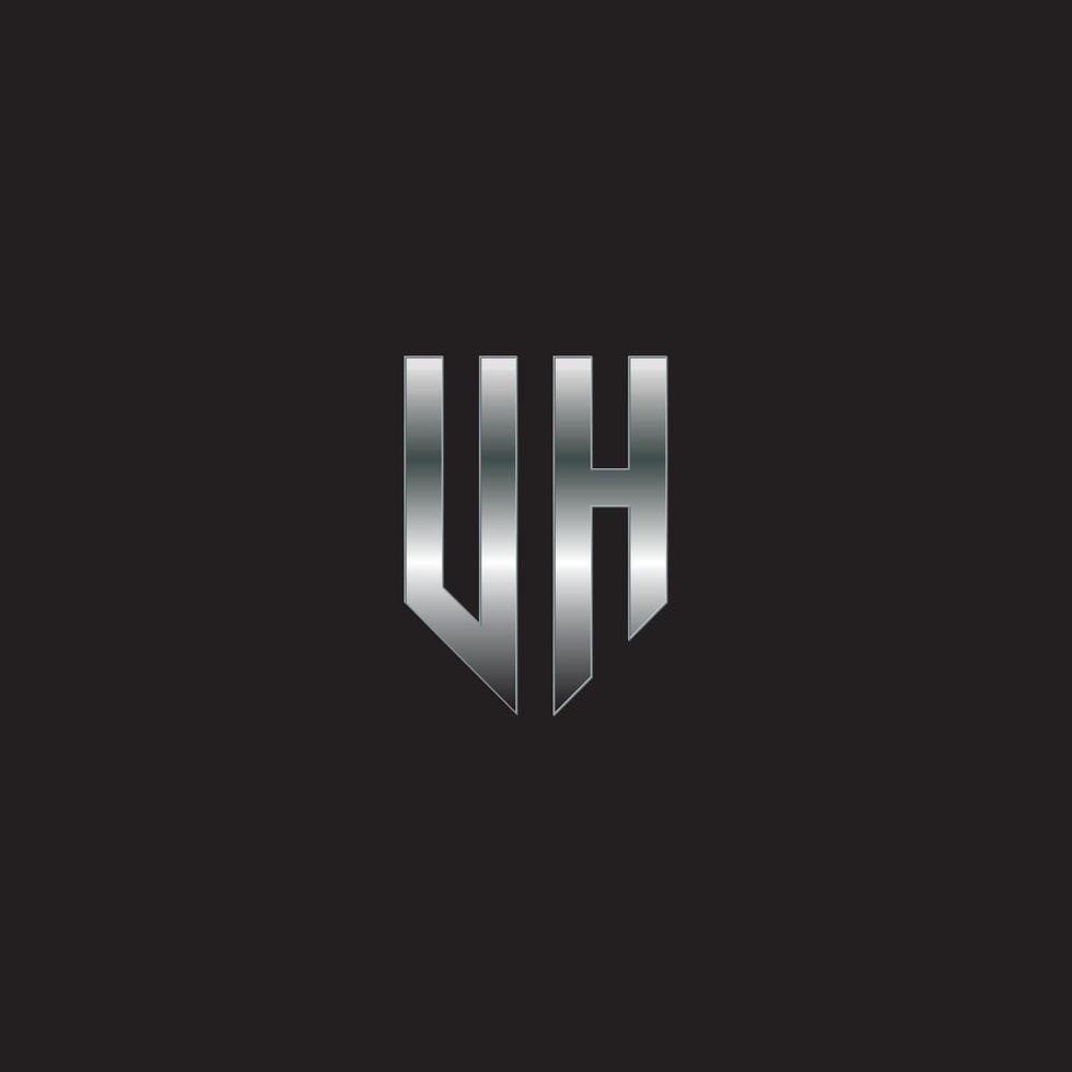 logotipo de uh, logotipo de metal, logotipo de plata, monograma, vector