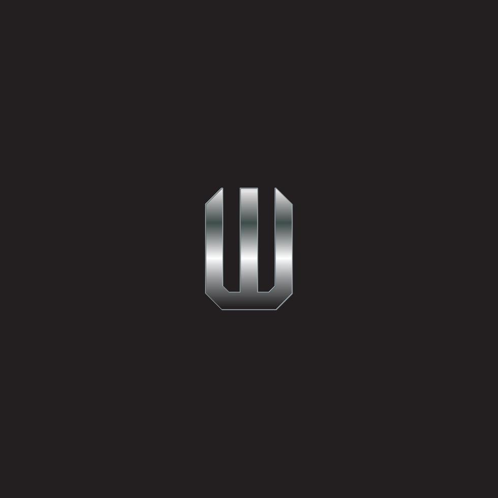 W Logo, Metal Logo, Silver Logo, Monogram, black background vector