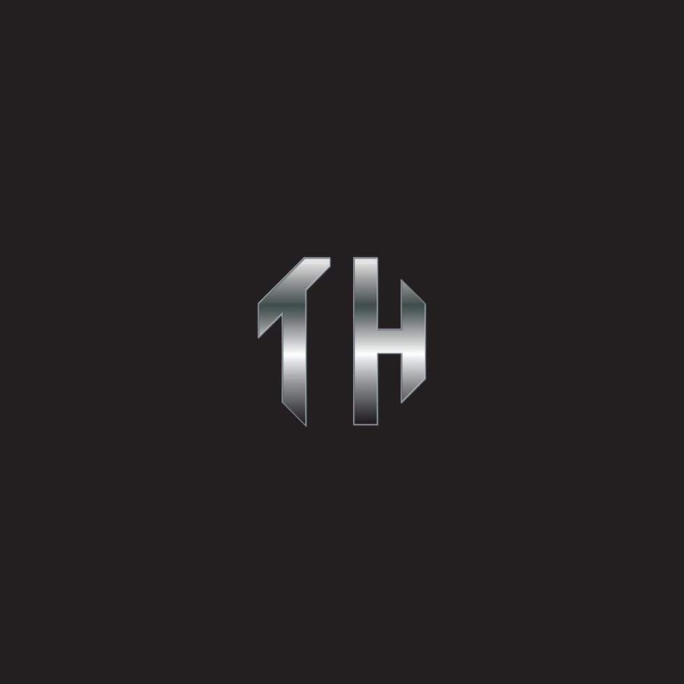 TH Logo, Metal Logo, Silver Logo, Monogram, black background 18817263