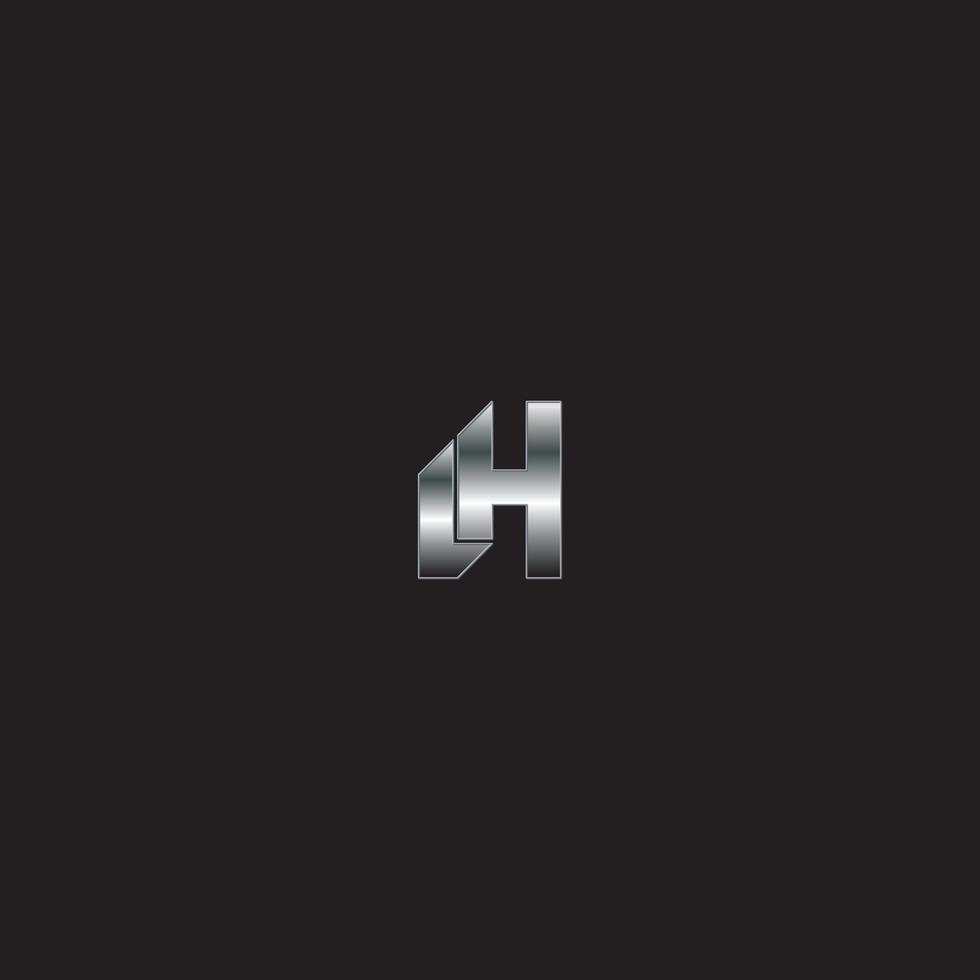 LH Logo, Metal Logo, Silver Logo, Monogram, black background vector