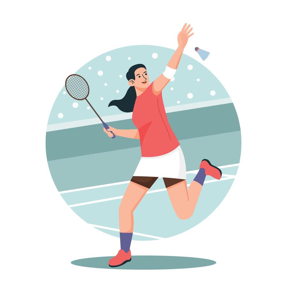 jugadora de bádminton vector