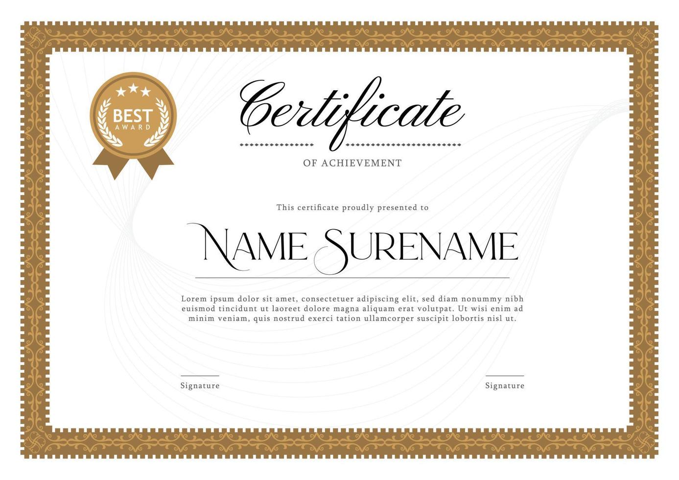 A4 gold diploma certificate design template vector