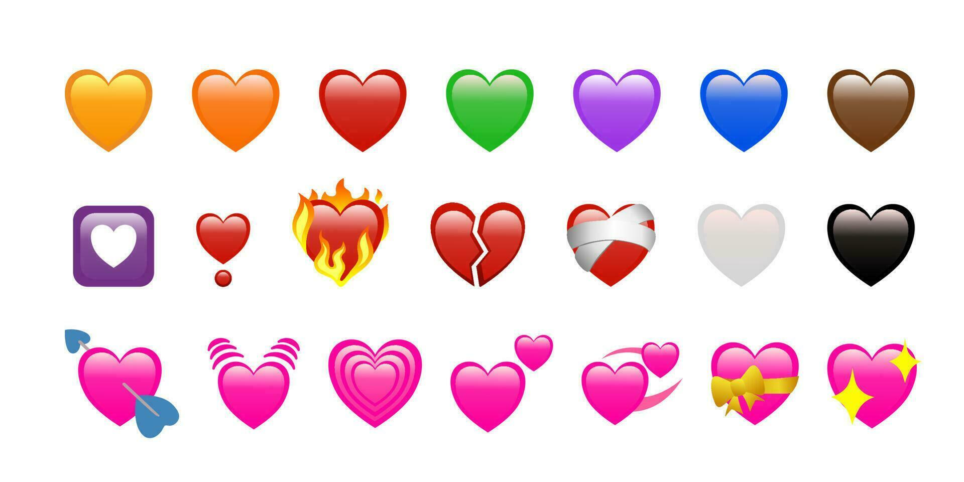 Abríguese con emojis de corazones multicolores para expresar su amor, perfecto para el día de San Valentín. vector