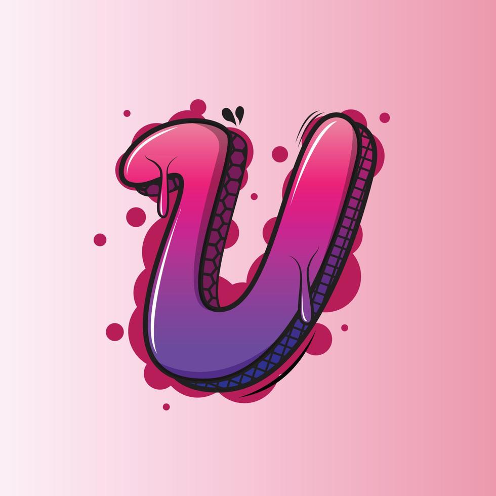 Graffiti letter U premium vector illustration