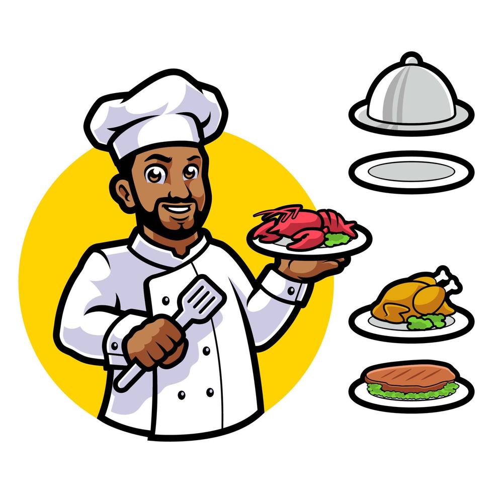 CHEF CARTOON CHARACTER MASCOT DESIGN vector