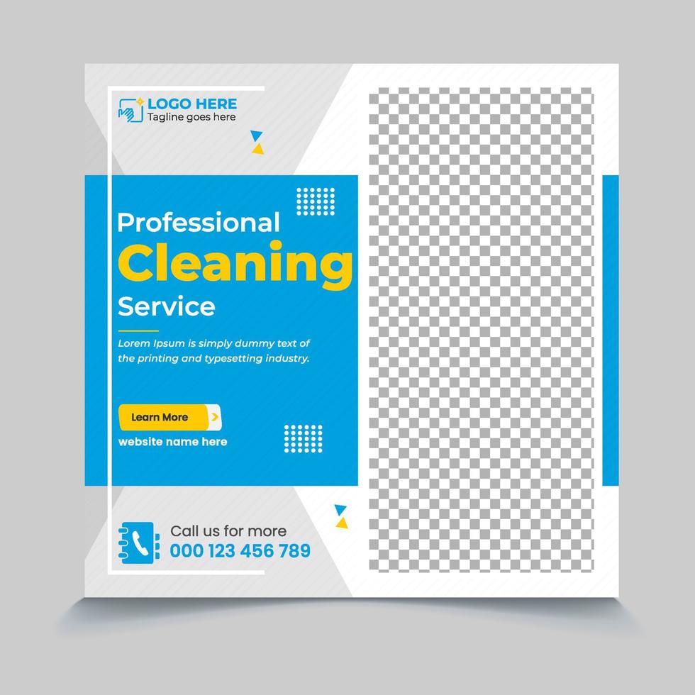 Professional cleaning service square promotional social media post template vector eps file