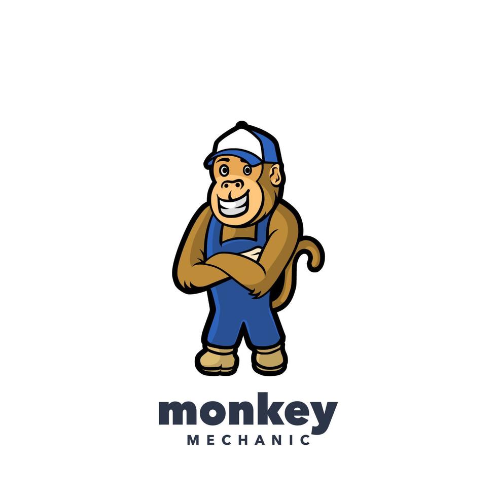 Monkey mechanic mascot vector