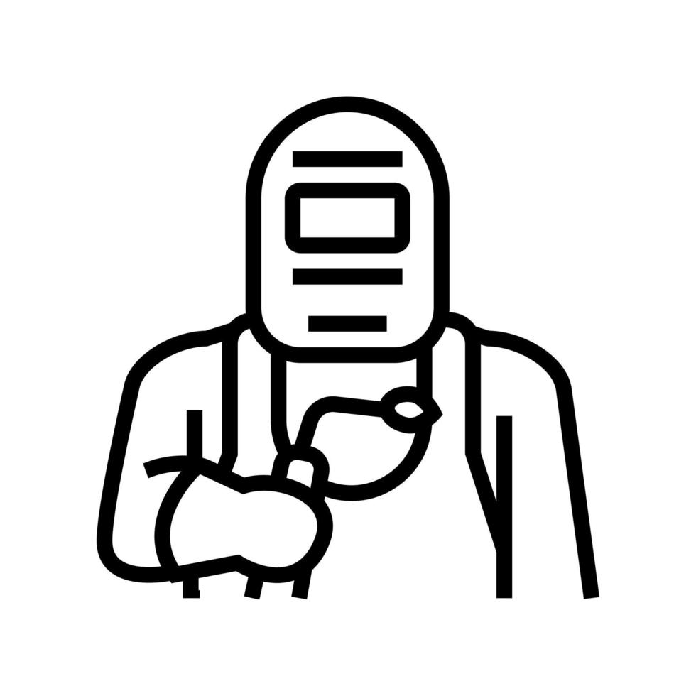 soldador, trabajador, línea, icono, vector, ilustración vector