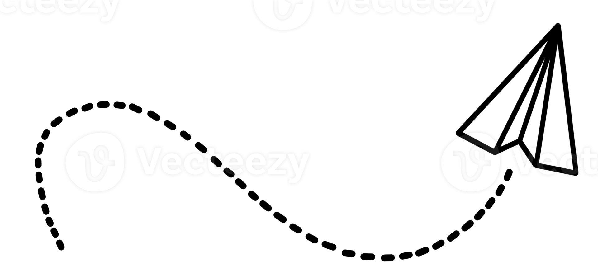 vuelo origami avión de papel ruta líneas punteadas. png