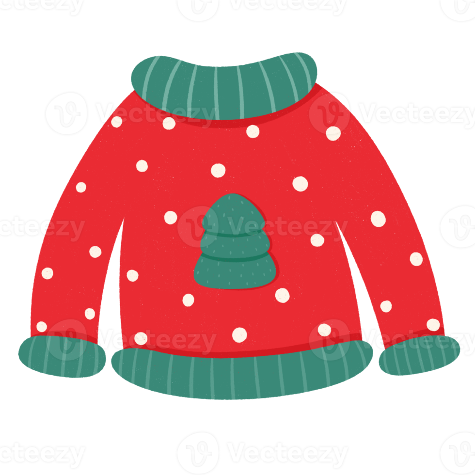 Cartoon christmas party jumpers decorated icon. png