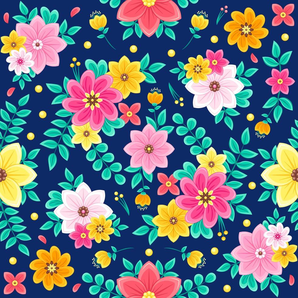 Beautiful and Colourful Floral Seamless Pattern vector