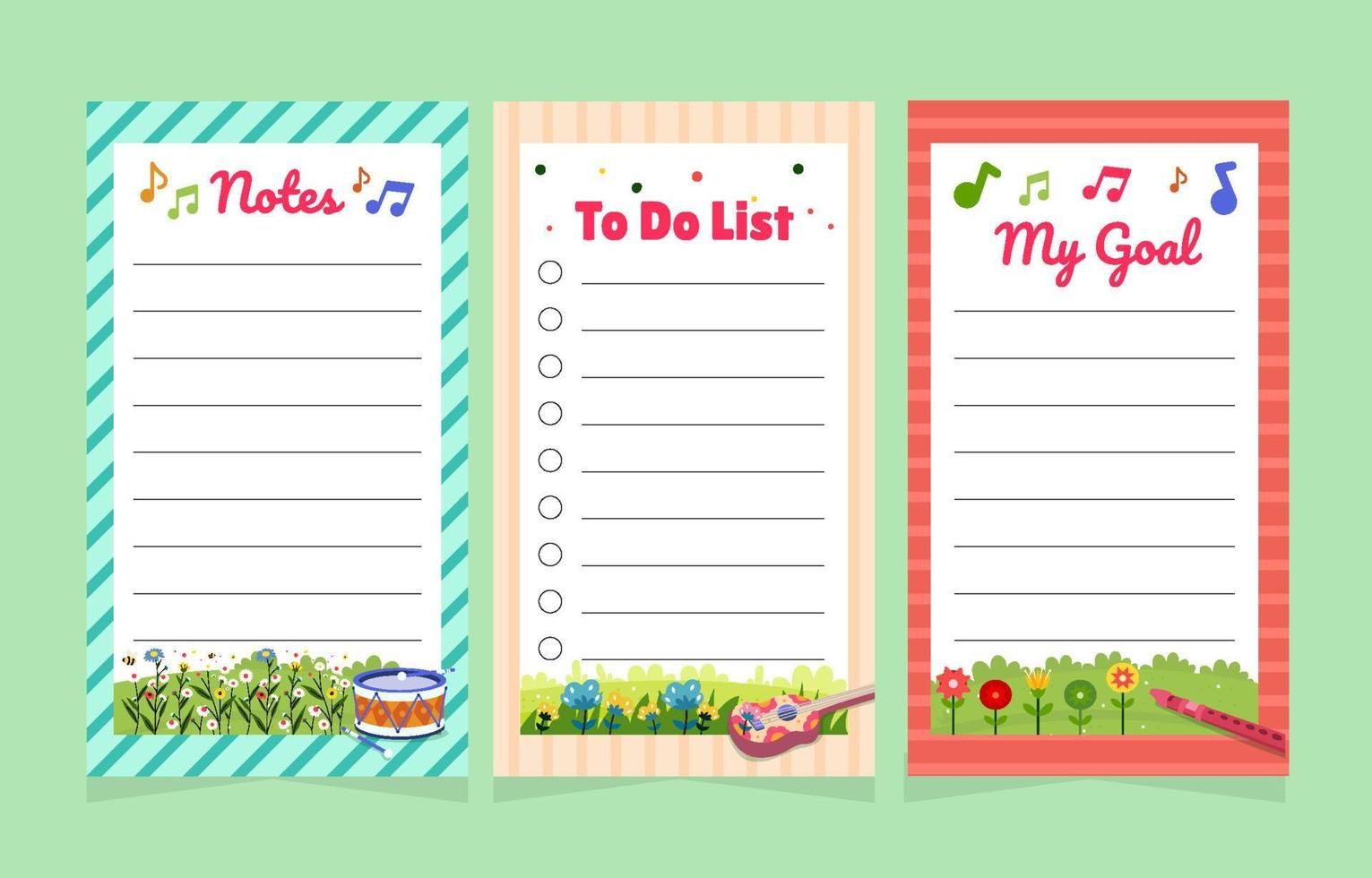 Spring Music To Do List Planner Template vector