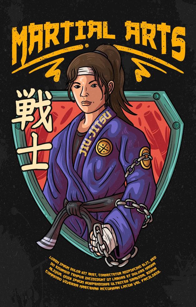 Jiu-Jistu Female Warrior Martial Arts Concept vector