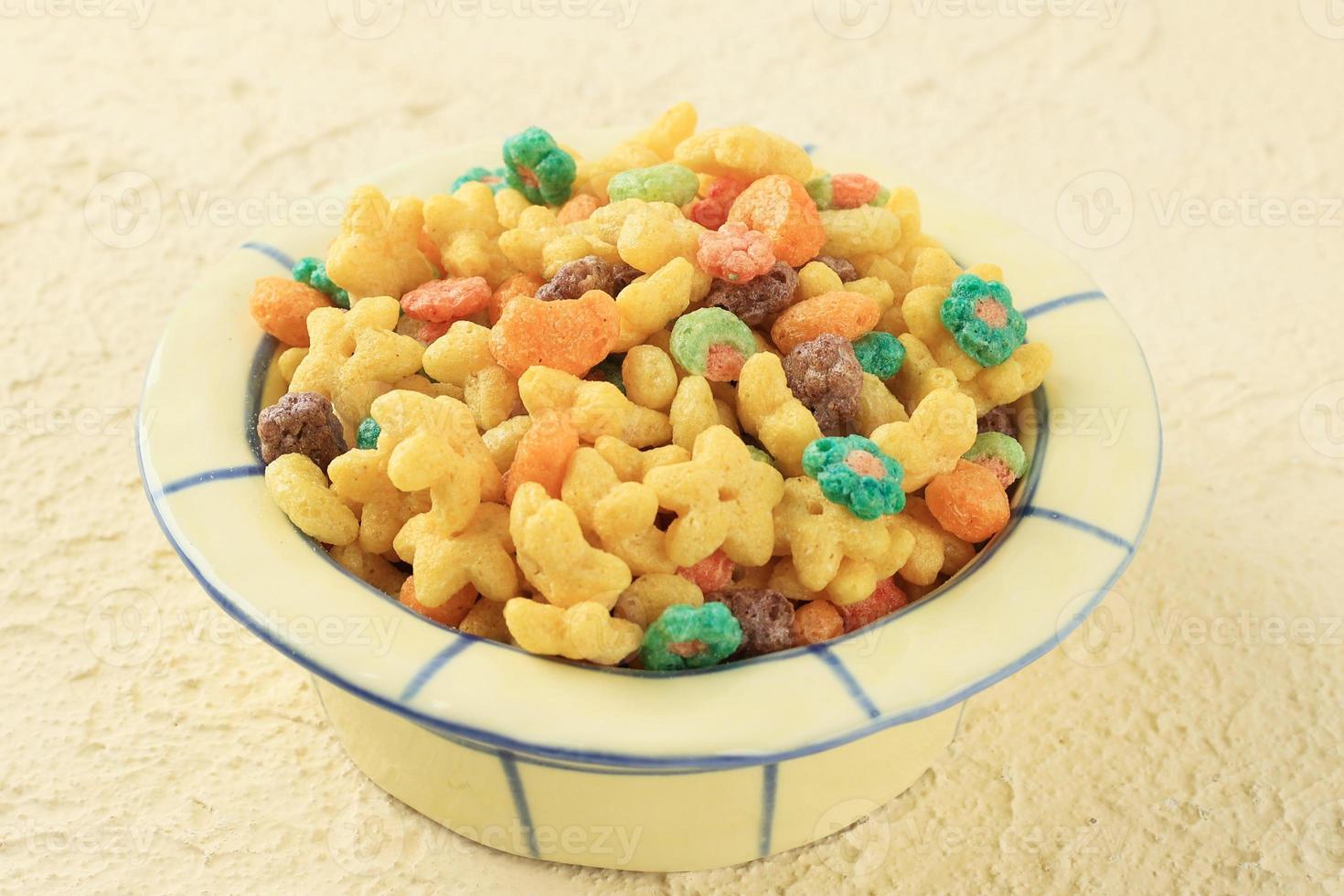 Colorful Star and Fruit Loops Cereal in A Bowl photo