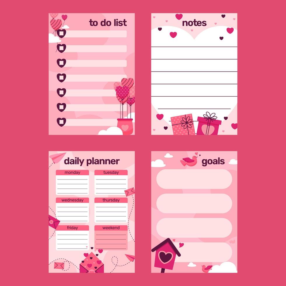 Valentine Themed Journal Pages vector