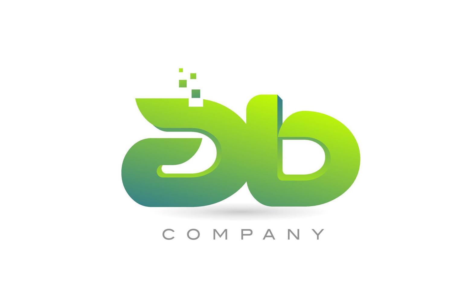 joined AB alphabet letter logo icon combination design with dots and green color. Creative template for company and business vector