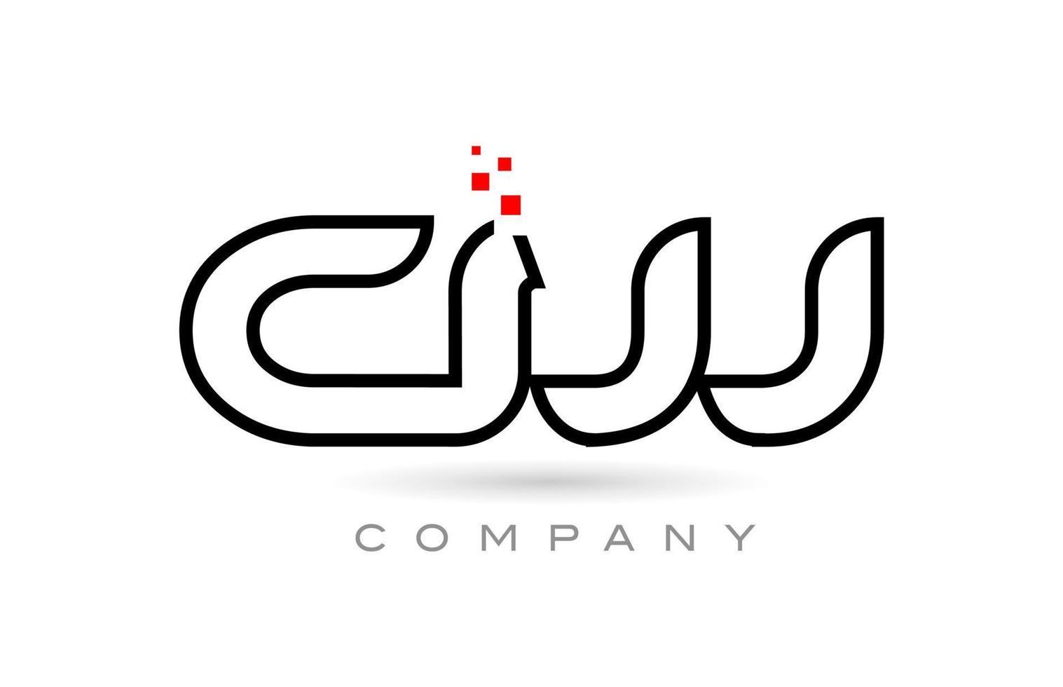 CW connected alphabet letter logo icon combination design with dots and red color. Creative template for company and business vector