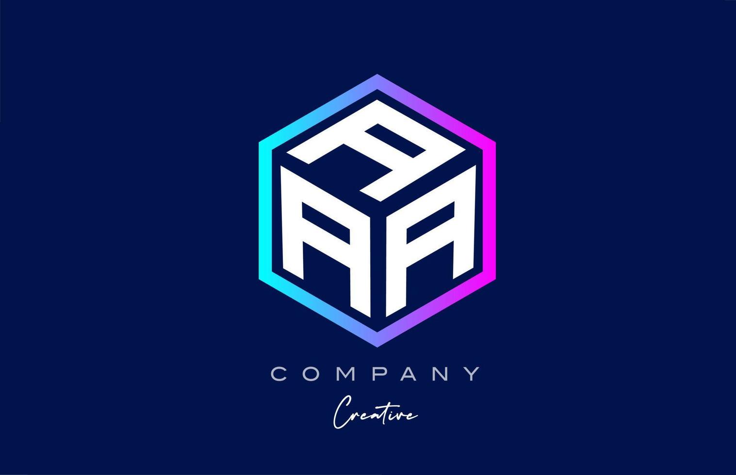 pink blue A three letter cube alphabet letter logo icon design with polygon design. Creative template for company and business vector