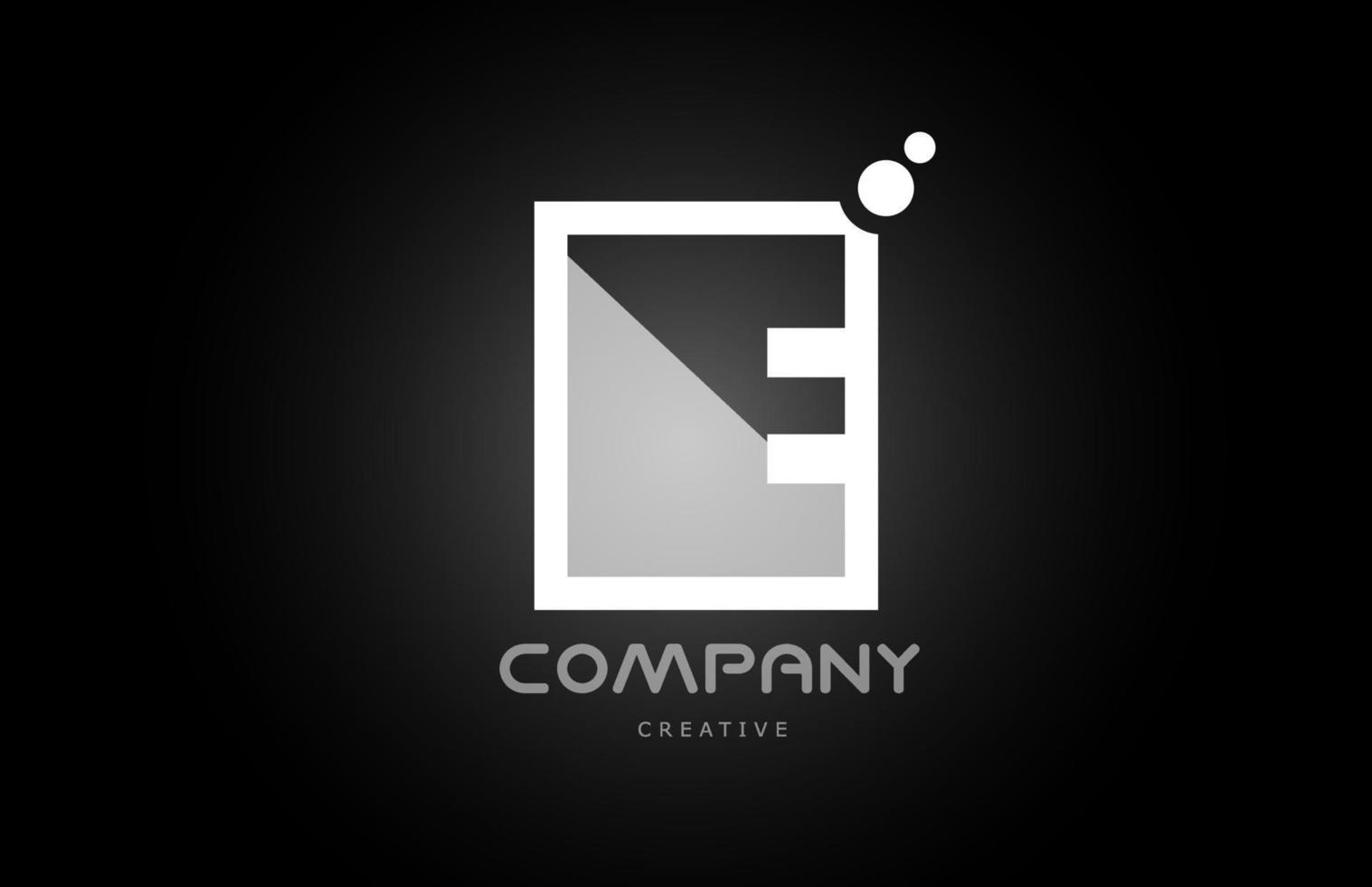 E black and white alphabet letter logo icon with dots. Creative template for company and business vector